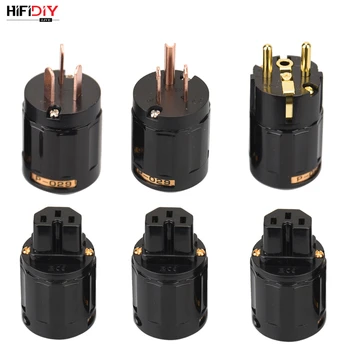 

HIFIDIY LIVE EU/US/AU Pure Copper Gold Plated Power Plug Tail Connector For HIFI Audio Power supply wire Connectors Black 029