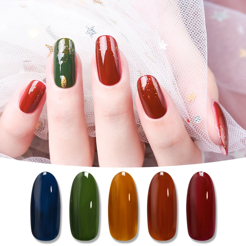 Kads ジェルネイルポリッシュ 速乾性 半透明 5色 紫 赤 秋冬 9 5ml Nail Polish Aliexpress