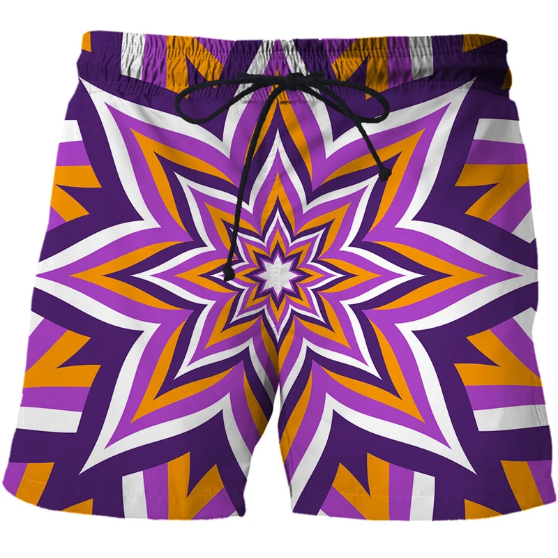 Calções de Praia Roupa de Banho Verão Moda Curto Geométrico Abstrato Impressão Padrão Board Shorts Vertigo Homem 3d 4 Cheap Bermudas