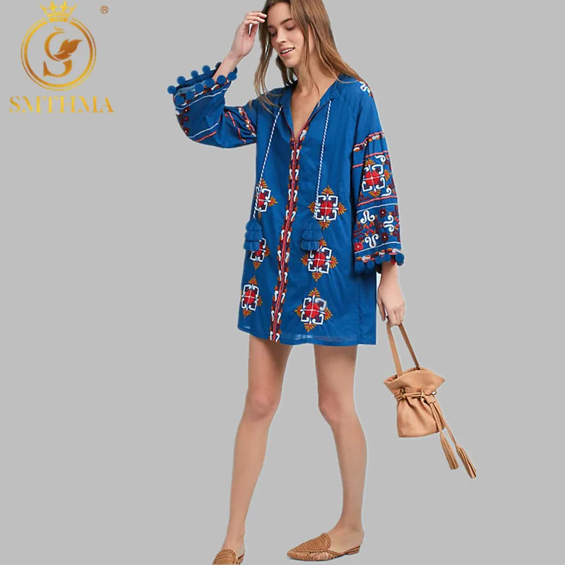 Blue embroidered dress Clearance