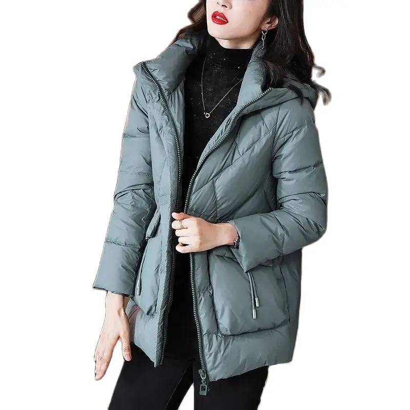Middle-aged Female Thin Down Cotton Jacket 2022 Women Loose Down Cotton Winter Coat HoodedNew Fashion Cotton Clothes Trend A836