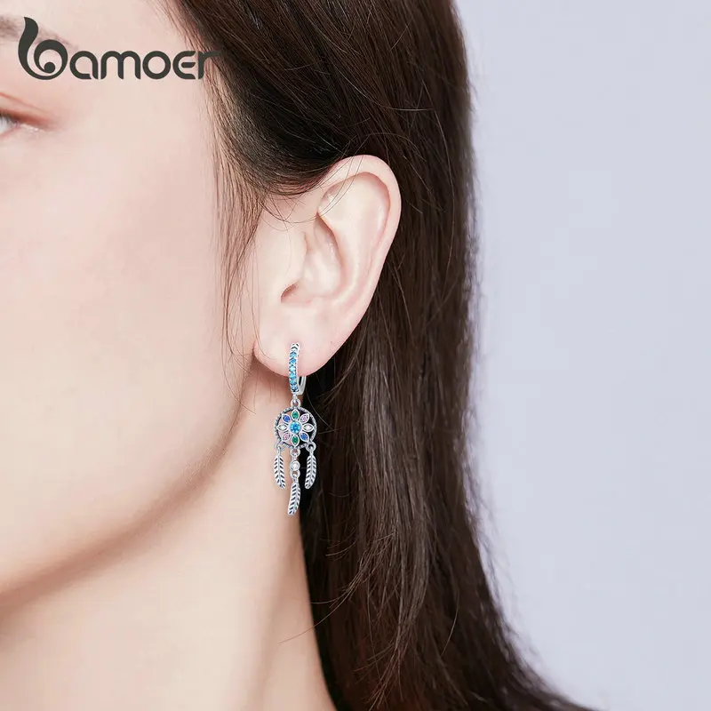 BAMOER 보헤미아 드림캐처 여성용 드롭 귀걸이, 보호 스타일 귀걸이, 패션 쥬얼리, 2 가지 색상