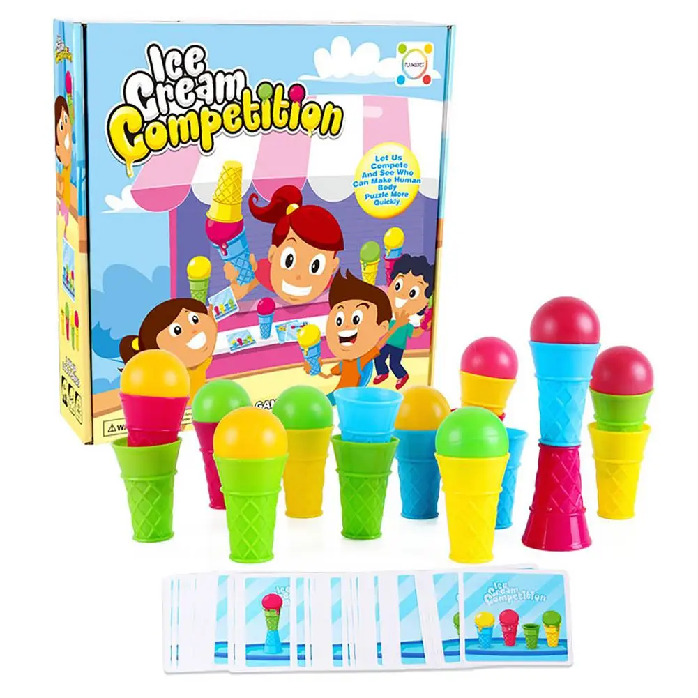 Ice cream jogo competição sorvete empilhamento brinquedos congelados  sobremesa ice cream torre 2 3 4 anos de idade meninas meninos presente