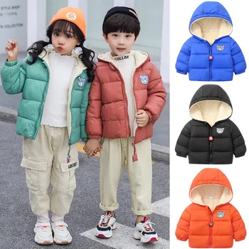 

2020 Hot sale Winter Children Kids Boys Girl Winter Coats Jacket Zip Thick Bear Snow Hoodie Outwear for grils boys Warmer velvet