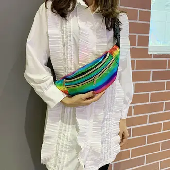 

Women Ladies Waist Pack Chest Bag Solid Zipper Adjustable PU Casual Bag Travle Sports Hanging Out Messenger Bag