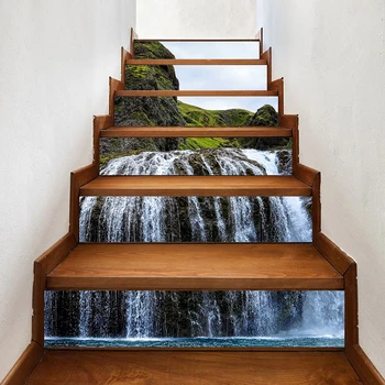 

6 Pcs Self Adhesive Mountion Renew Water Home Decor Stair Sticker Print Waterproof Paper Mural Wardrobe Renovation Decal Picture