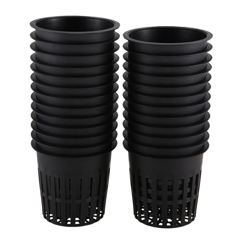 25 Packs of 4 Inch Garden Net Cup Pots Plastic Plant Nursery Slotted Mesh Round Pot Bucket Baskets (Black) | Дом и сад