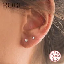 ROXI простые серьги из стерлингового серебра 925 пробы Канальные кубические циркония маленькие серьги-гвоздики для женщин ювелирные изделия из стерлингового серебра серьги-гвоздики