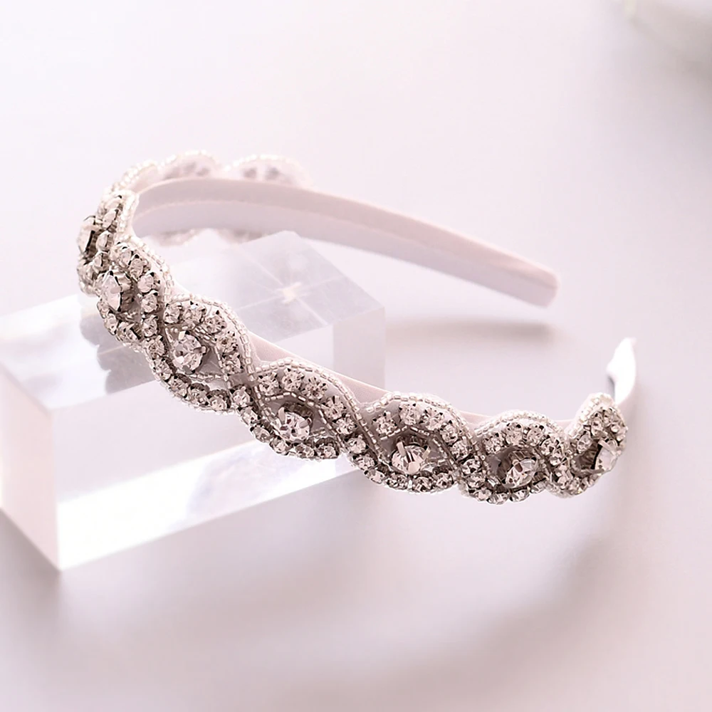 

TRiXY S28-FG Luxury Crystal Headpiece Wedding Bridal Headbands for Wedding Beaded Headband Baroque Fashion Personality Hair Hoop