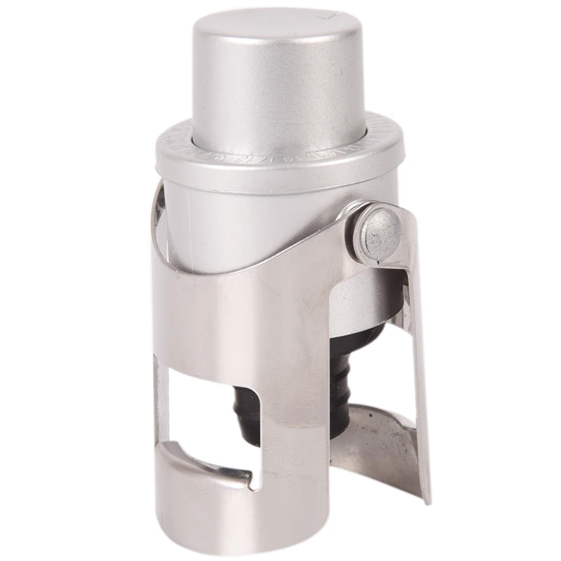 

Stainless Steel Champagne Stopper Cork Sparkling Wine Bottle Plug Sealer Push-Type Inflatable Champagne Plug Silver