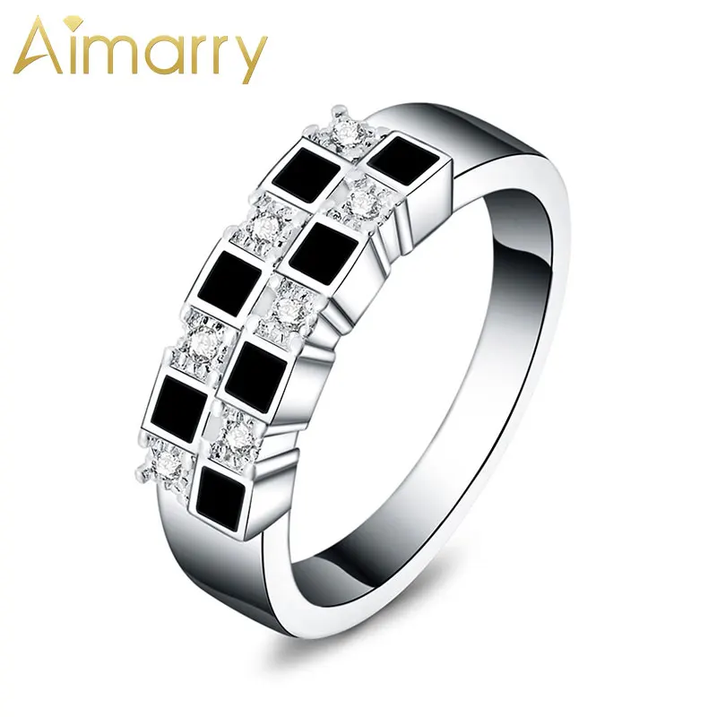 Aimarry 925 Стерлинговое Серебро в форме квадрата AAA циркон кольцо для женщин вечерние