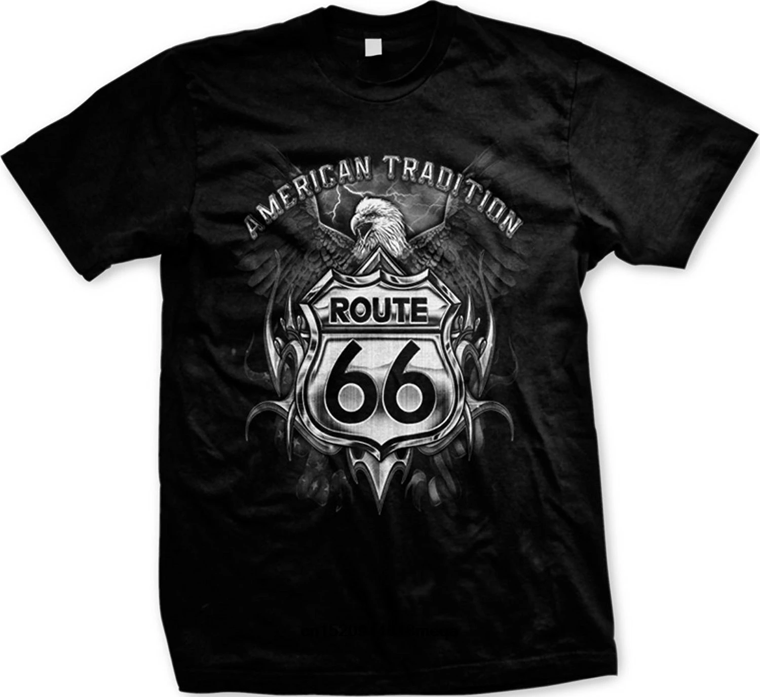 Забавные футболки Route 66 Американская традиция Мужская футболка Bald Eagle Sign черная