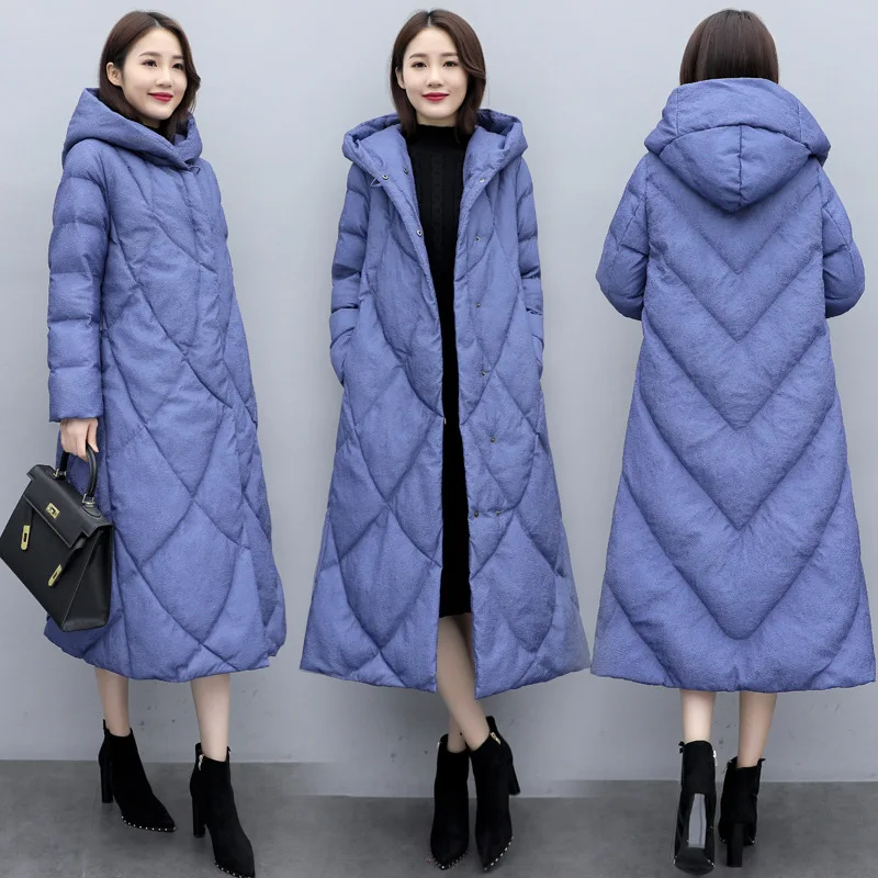 

2019 Winter New Style Korean-style Loose-Fit BF Cotton-padded Clothes Mid-length over-the-Knee Cotton Coat Versatile Cotton-padd