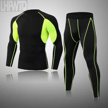 

New Men Thermal underwear 2 piece set Tights Compression Running Clothes For Men Winter long johns Male Warm tracksuit