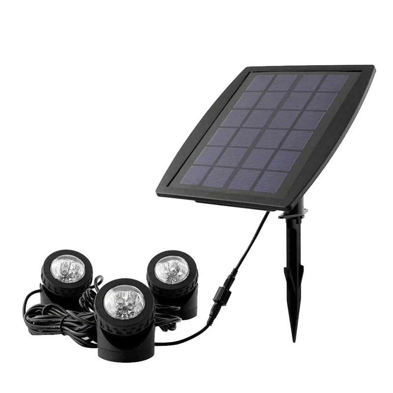 

18 Leds Solar Powered 3 Lamps Landscape Spotlight Projection Light For Garden Pool Pond Outdoor Lighting Underwater Lights(Warn