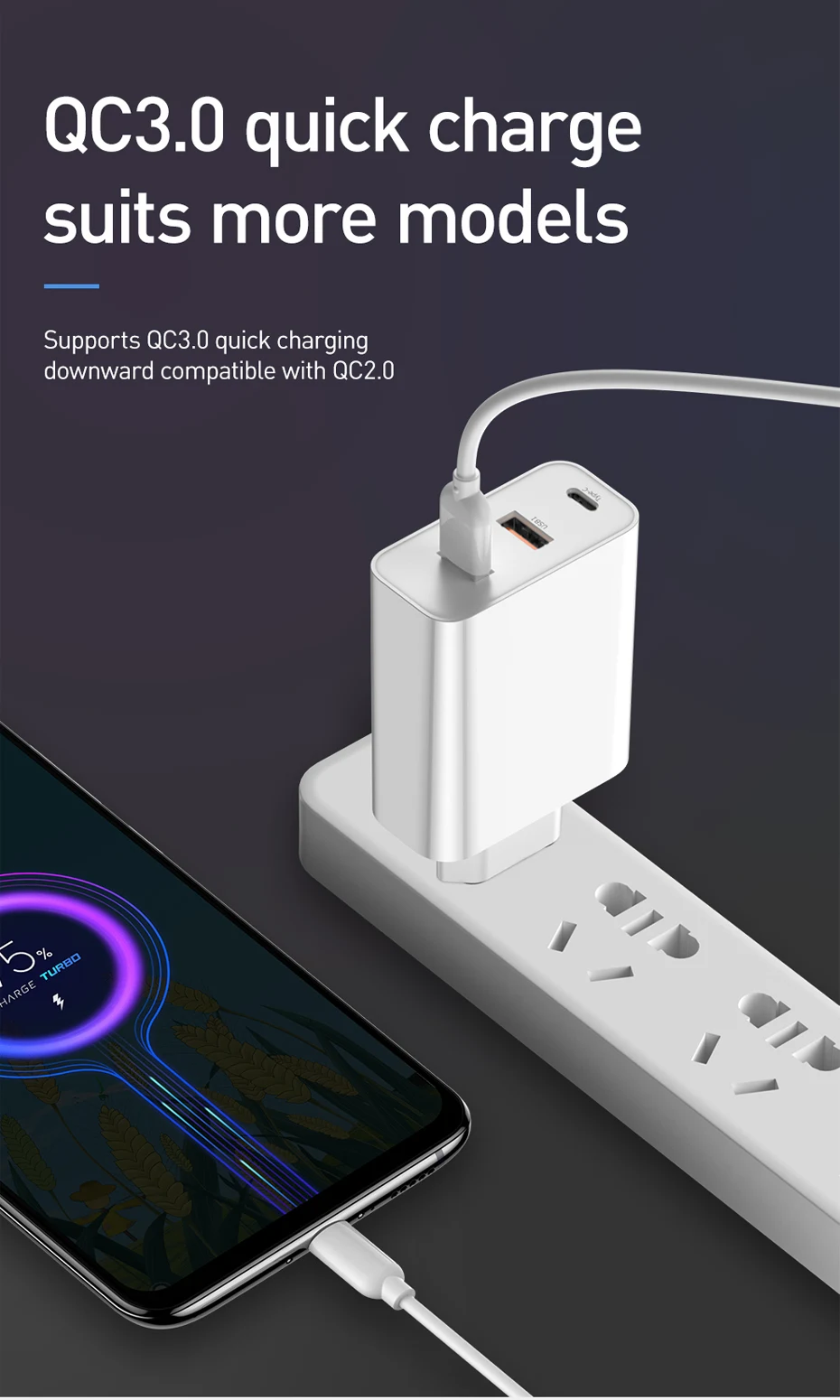 Baseus Мульти usb зарядное устройство для мобильного телефона адаптер питания для iPhone samsung huawei xiaomi ноутбук macbook type c PD Быстрая зарядка EU