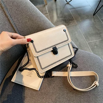

High-Grade Bag Women's 2020 New Network Textured Chain Messenger Bag Korean-Style Fashion Shoulder Square Sling Bag