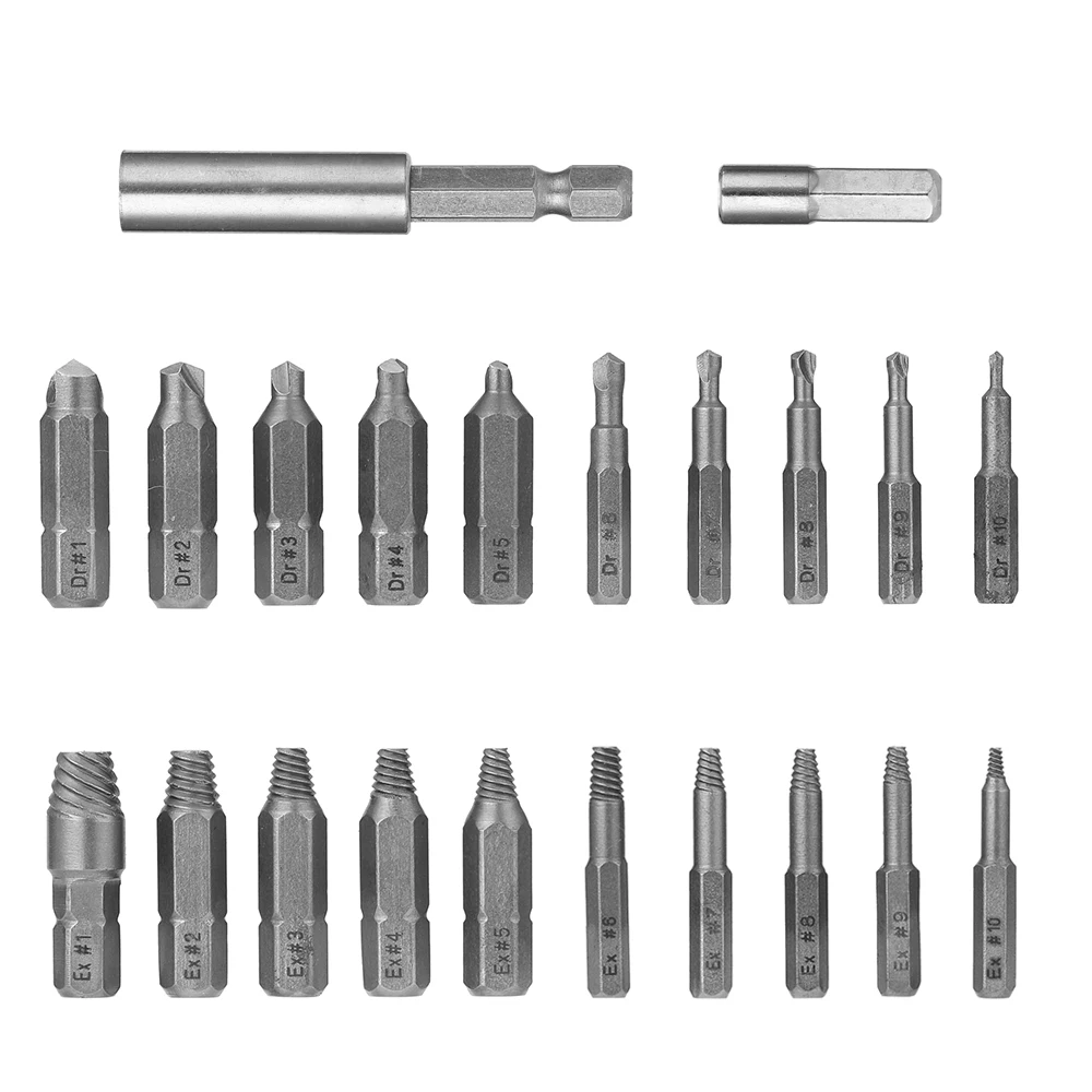 22 шт. поврежденные зачищенные винтовые экстракторы Набор Для сломанного винта Универсальный HSS сломанный болт экстрактор Отвертка Набор для удаления винтов