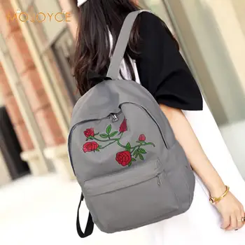 

Backpack Women Canvas Rose Flower Embroidery Student Teenager School Knapsack Flower Embroidery Large Capacity School Backpack