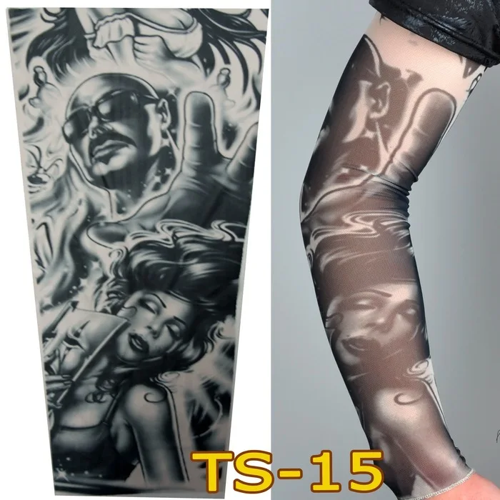 2 шт Поддельные татуировки гетры для рук Велоспорт рукава солнцезащитный крем для мужчин и женщин на открытом воздухе УФ Защита от солнца на открытом воздухе водительские рукава - Цвет: TS15