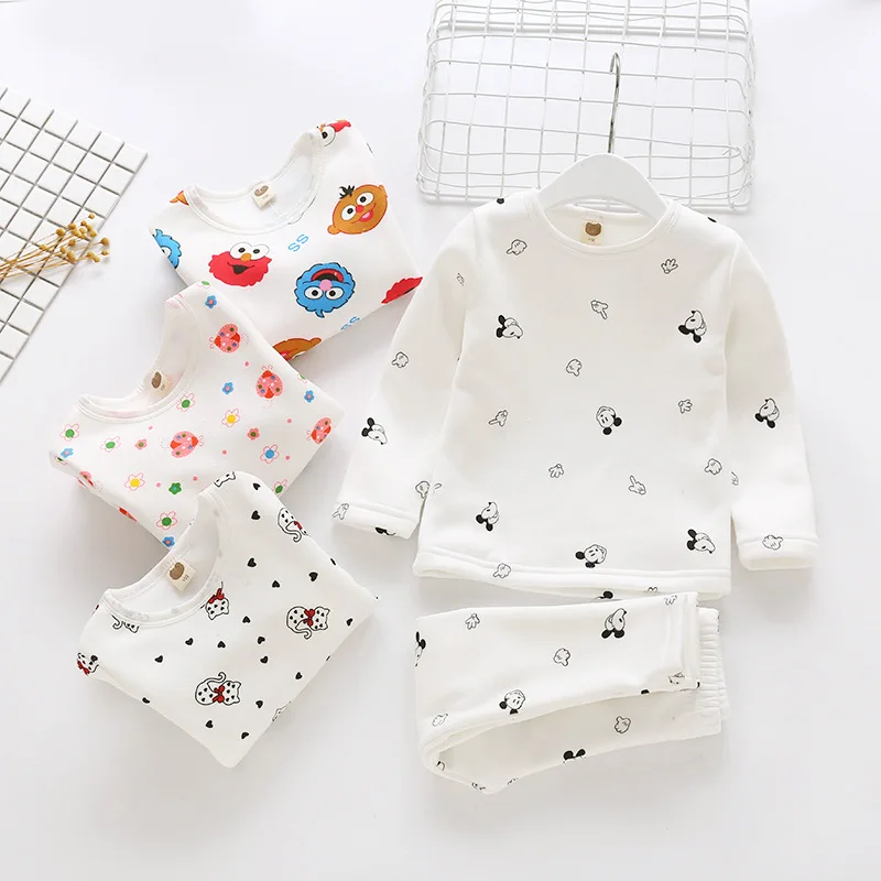 

2018 Autumn CHILDREN'S Underwear Suit Children Pure Cotton Home Set BOY'S Girls Thermal Underwear Two-Piece Set