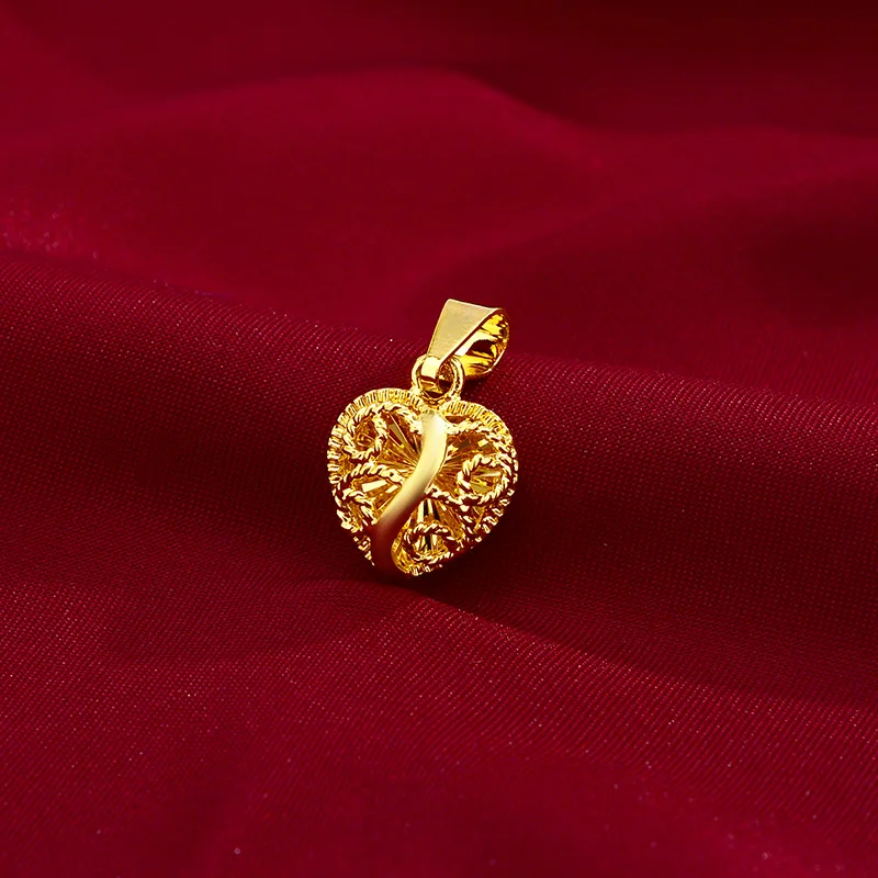 

Модная подвеска из 14-каратного золота в форме сердца, желтое золото, ожерелье, кулон для женщин, свадебная помолвка, ювелирные изделия