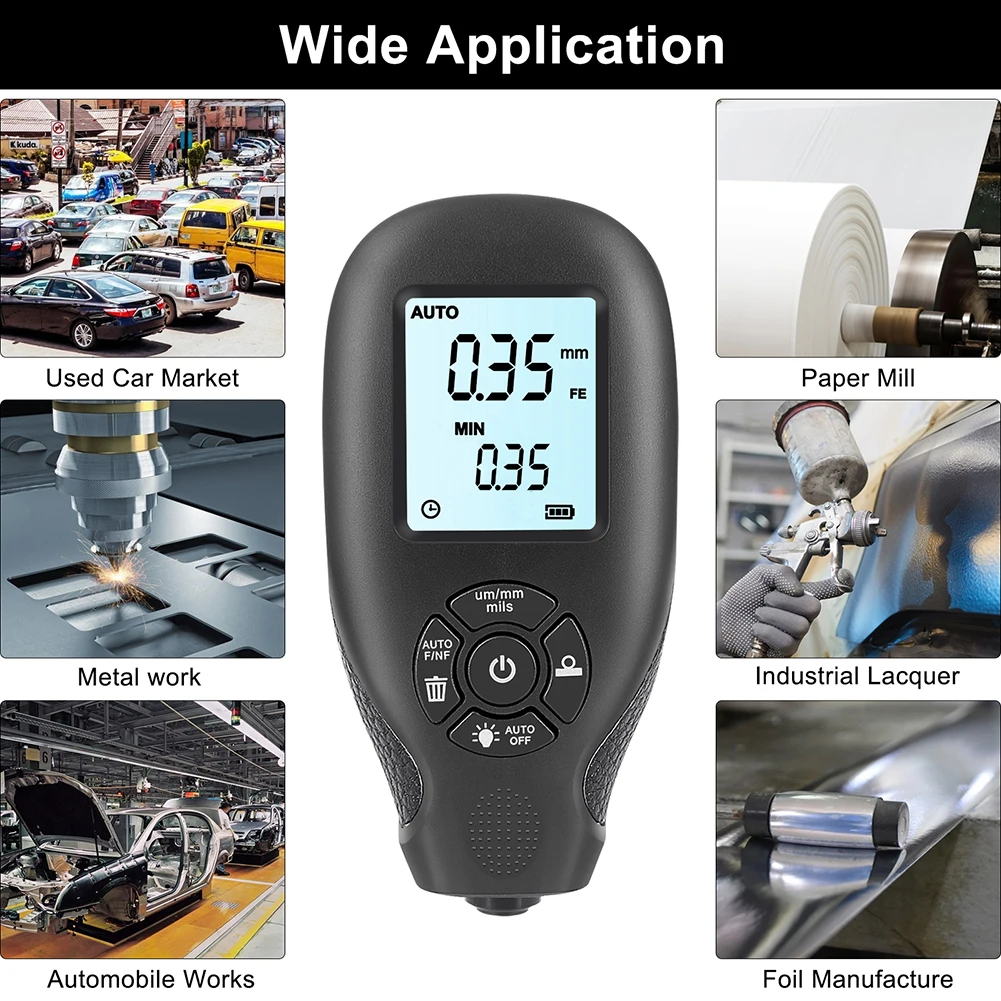 Paint coating meter paint thickness gauge thickness gauge HW-300 0-2000UM high-precision digital backlight automobile film thickness meter car paint coating thickness tester gauge tools