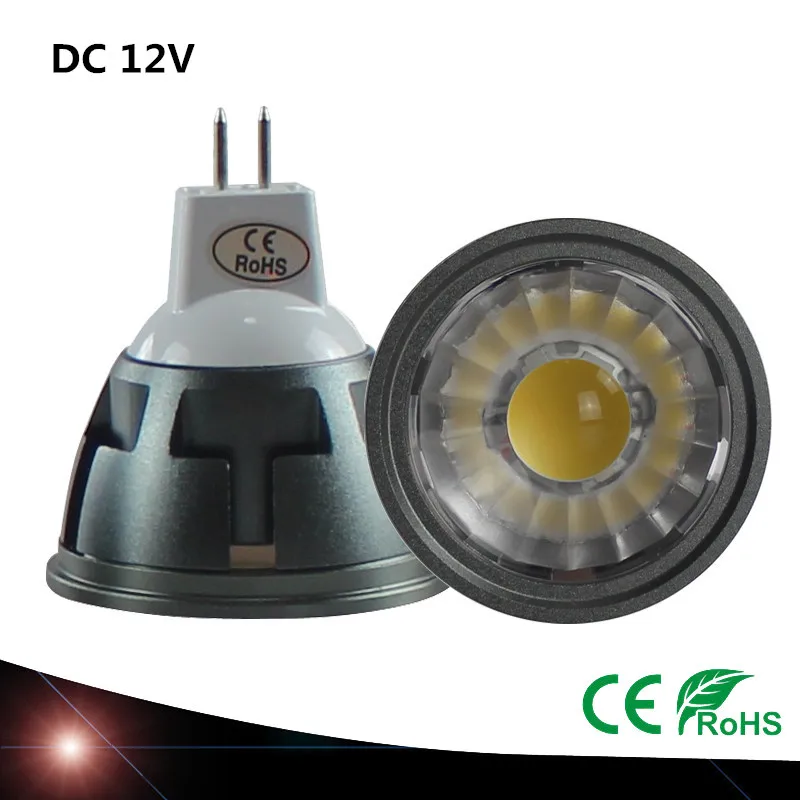 Светодиодный прожектор 12V DC MR16 3W 5W 7W с регулируемой яркостью, холодный белый 6500k натуральный белый 4000k теплый белый 3000k черный корпус