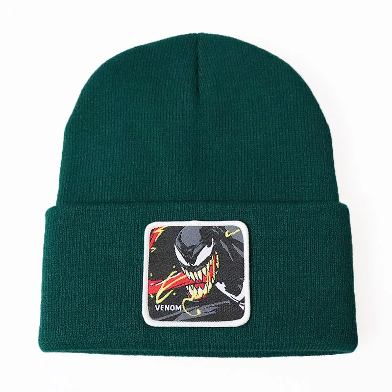 Новая Мода Beanie Venom вязаная зимняя шапка для мужчин и женщин вязаные шапочки шляпа хип-хоп Skullies шапки - Цвет: Зеленый
