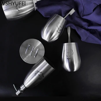 

New style Stainless steel bathroom set Couples Washing cups Shower gel lotion bottles Upscale hotel bathroom Supplies WSHYUFEI