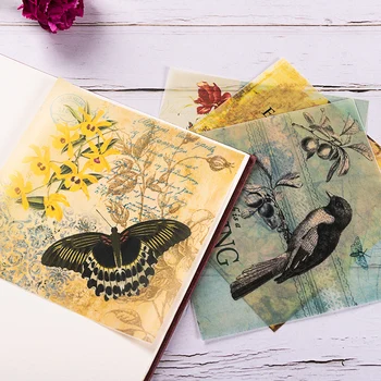 

8pcs/Pack Travel Bird English Letters Vellum Paper Pack for Scrapbooking Happy Planner Card Making Junk Journal Project