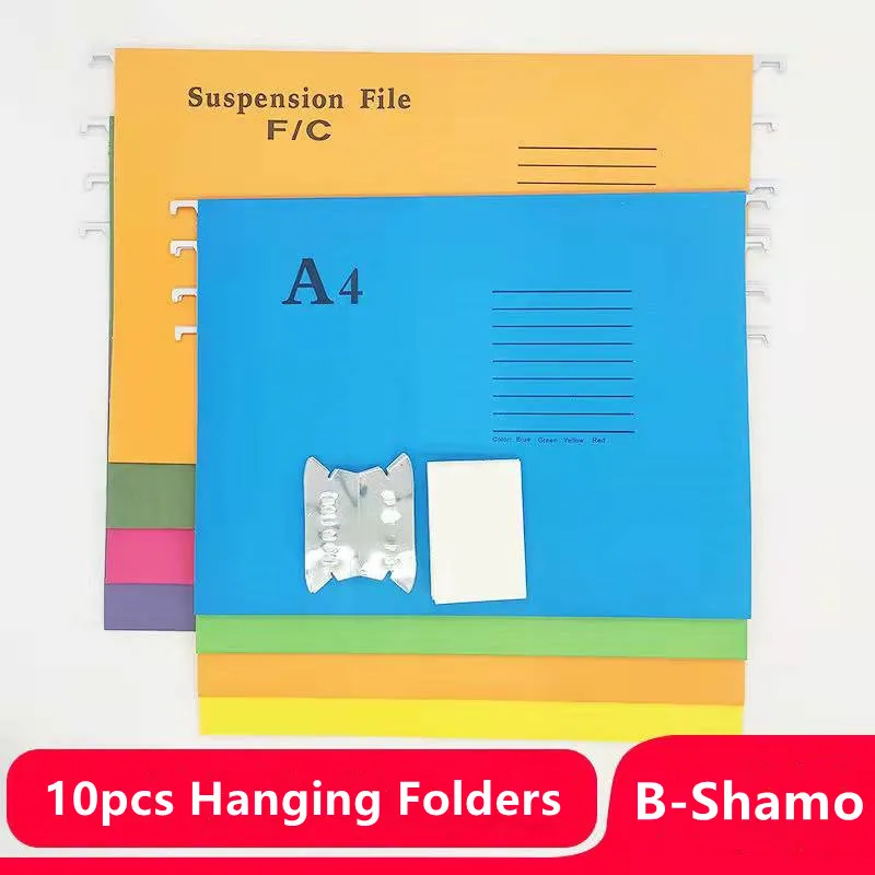 10pcs FC Extra Capacity Hanging File Folder Assorted Colors Reinforced Hang Folder File Organization Home Office School Supplies