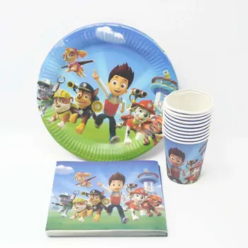 

40pcs/set Paw patrol Boys Birthday Party Supplies Plate Cup Napkin Birthday Decorations Baby Shower Favor