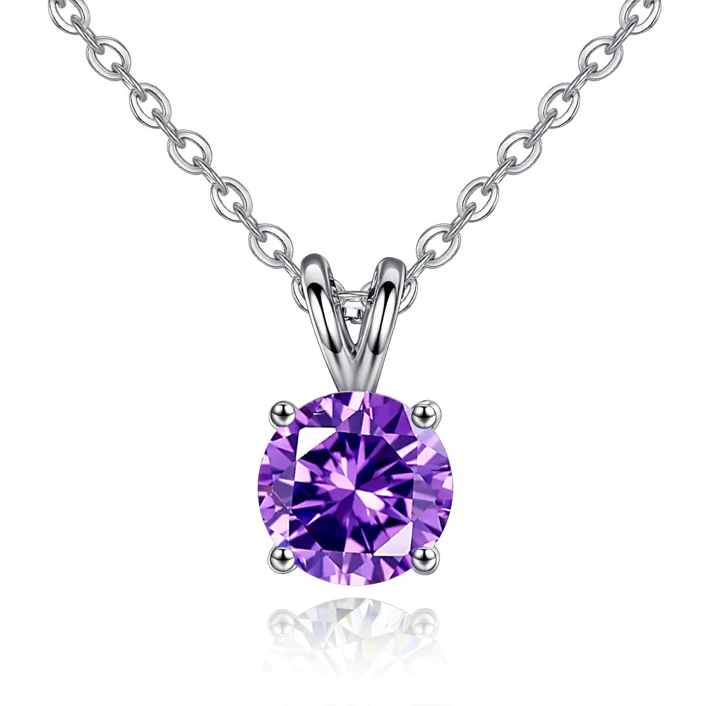 

Zircon Necklace Pendant Four Claws And Eight Hearts