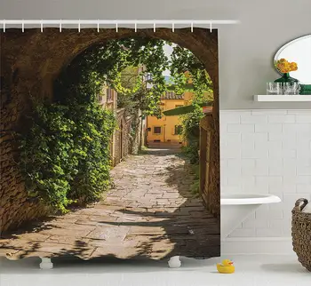 

Medieval Shower Curtain Streets Of Old Mediterranean Middle Age Town European High Culture Italy Photo Bathroom Decor With Hooks