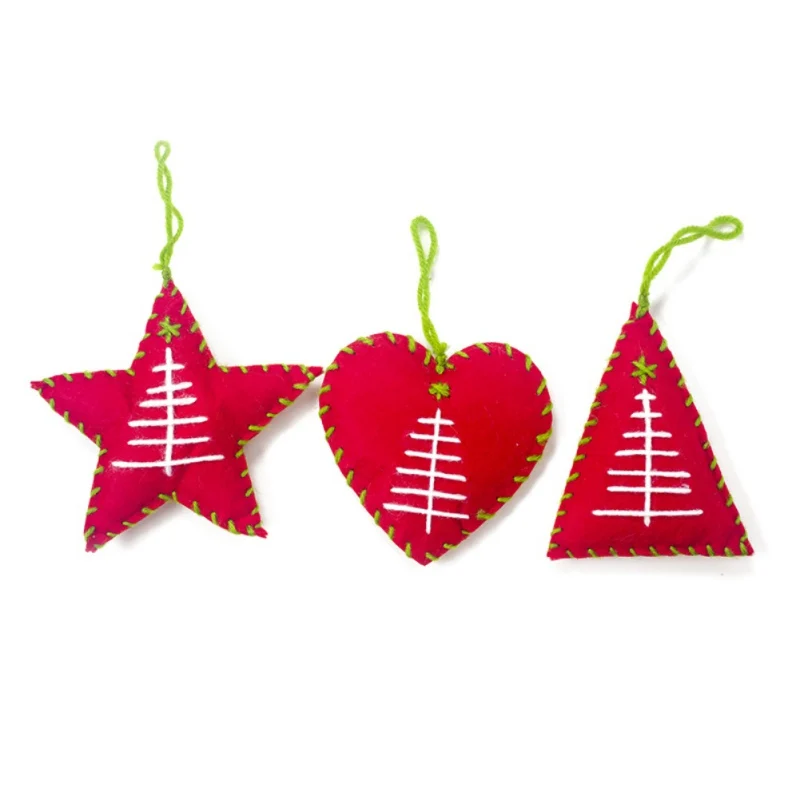 

Christmas Cloth Star Heart Pendant Christmas Decor For Home Christmas Tree Ornaments Xmas Gifts