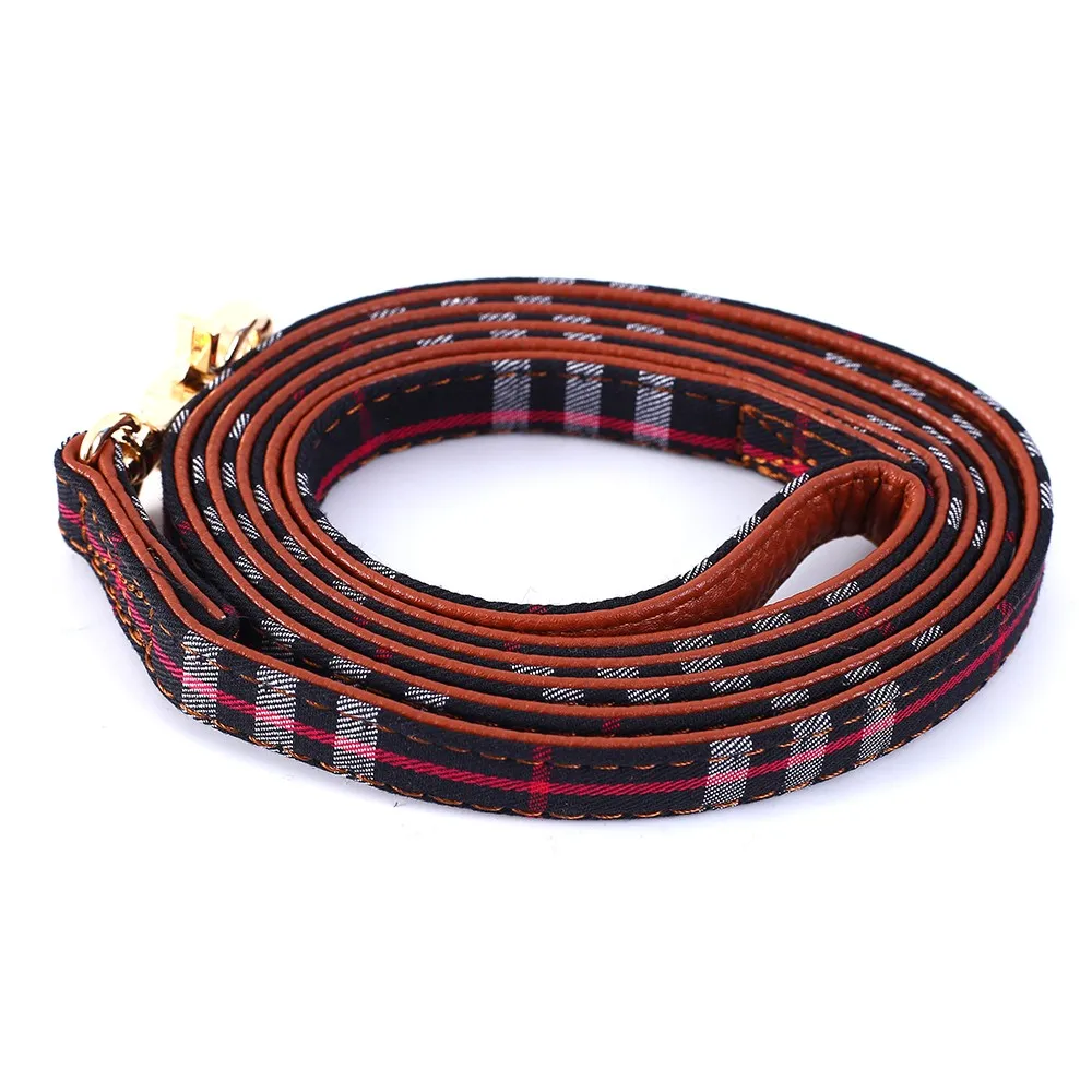 Leash Открытый животное ходьбы привести воротник банданы собачий ошейник для маленьких собак, поводок шотландский плед для домашних животных кошка украшение - Цвет: Leash