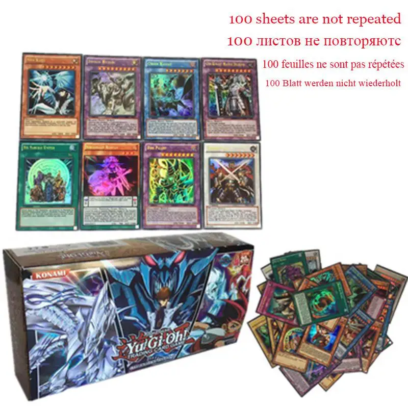 100 шт Япония Yu-Gi-Oh! игральные карты с картонная коробка игра юджиох карты(Япония) для мальчиков и девочек, yu-gi-ой коллекция карт для забавная игрушка - Цвет: 100pcs