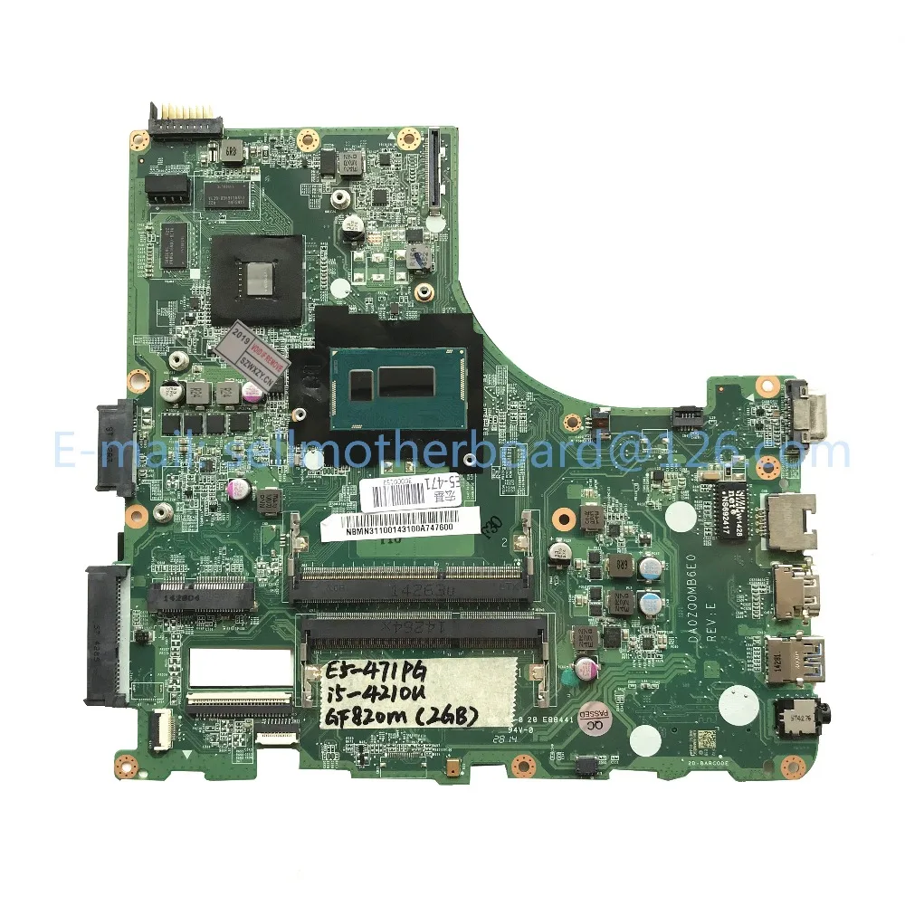 Для acer Aspire E5-471G E5-471PG материнская плата для ноутбука с i5-4210U GT820M 2 Гб NBMN311001 DA0ZQ0MB6E0 DDR3L протестированная Быстрая