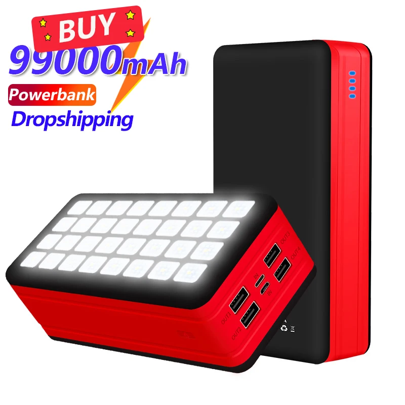 80000mAh Solar Power Bank Large Capacity Portable Charger 4USB Port LED Light PowerBank Battery for Xiaomi IPhone Samsung portable battery charger