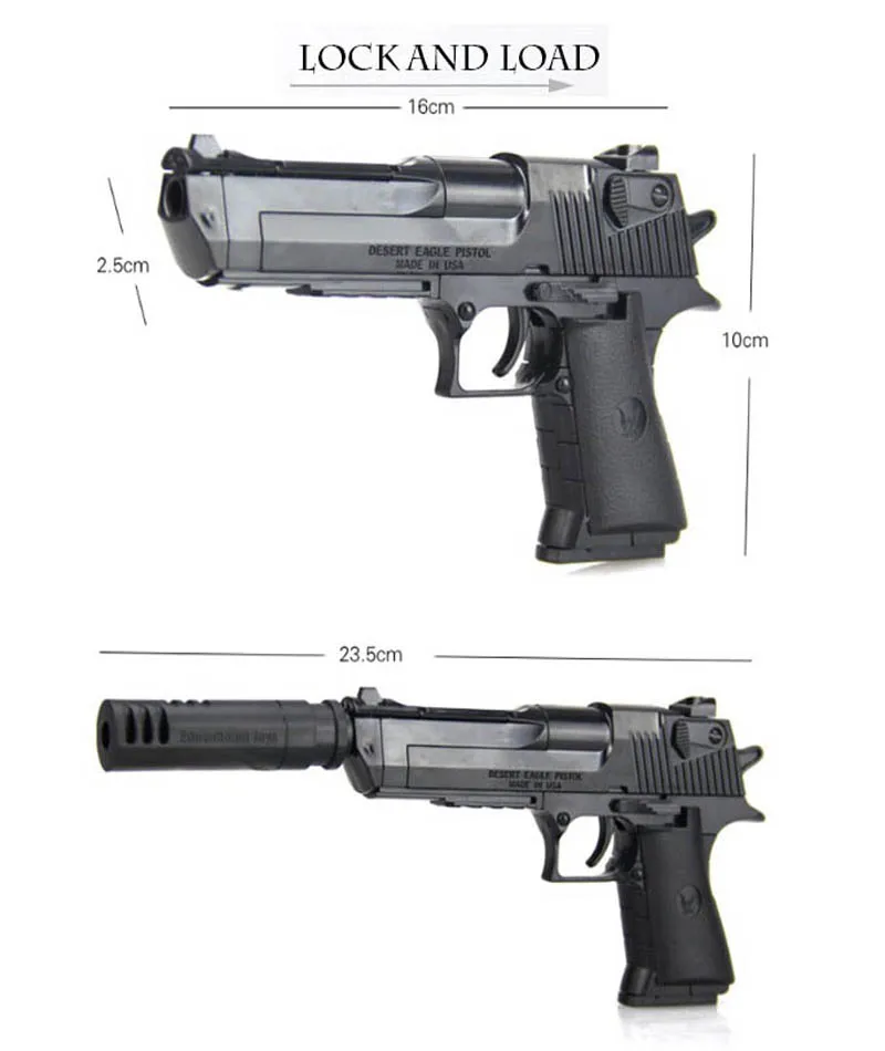 43 шт. 1:10 DIY строительные блоки модель игрушки оружие пустыня Орел Wtih пуля пластиковый пистолет игрушечное оружие игрушки подарки для детей