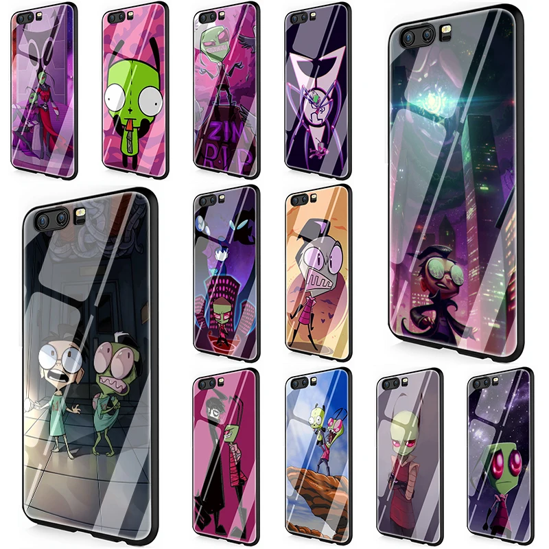 

EWAU invader zim Tempered Glass phone case for Huawei P10 P20 P30 Lite Pro P Smart