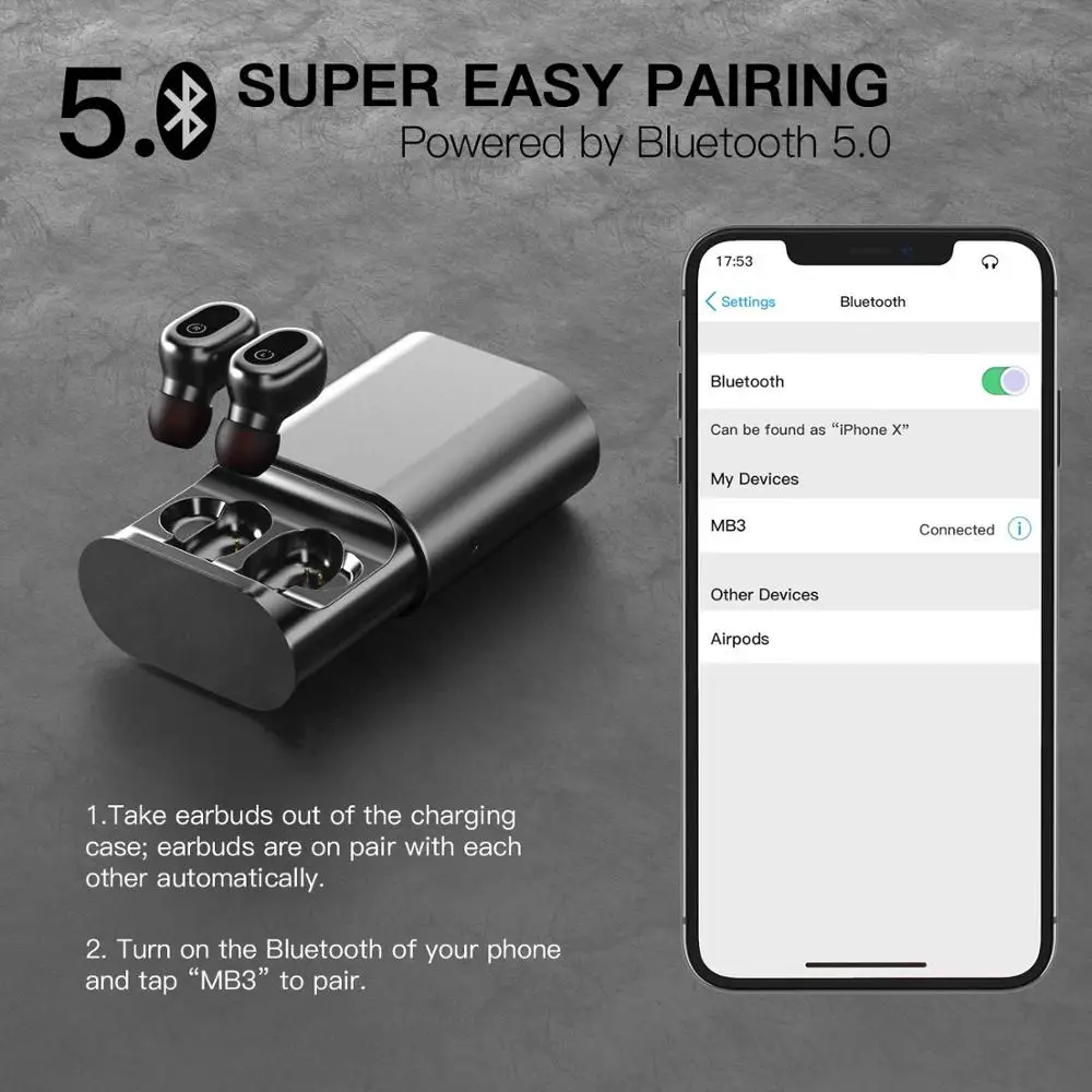 3D Stereo Bluetooth Earphones Automatic Pairing Mini TWS Wireless Earbuds