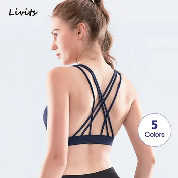 

Women's Sports Bra Tulle Push Up Elastic Crop Tops Underwear Shockproof Running Gym Wear Fitness Sexy For Female