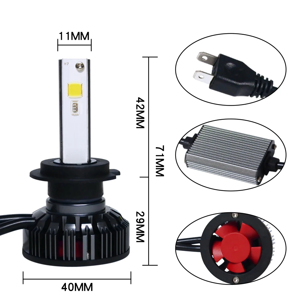 Mdata Модифицированная лампа 2 шт. H4 H7 H11 H1 светодиодный головной светильник, лампы, приложение, управление Bluetooth, автомобильный налобный фонарь, противотуманный светильник, 12 В, разноцветный, 80 Вт