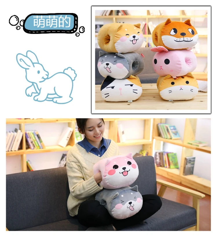 Мягкими Животные руки Подушка Кошка Собака Хаски Косплей Shiba «Лисья Секретная служба»(Inu очаровательны чучела Мультфильм Plushie 2-в-1 подушка для сна подушка подарок для ребенка
