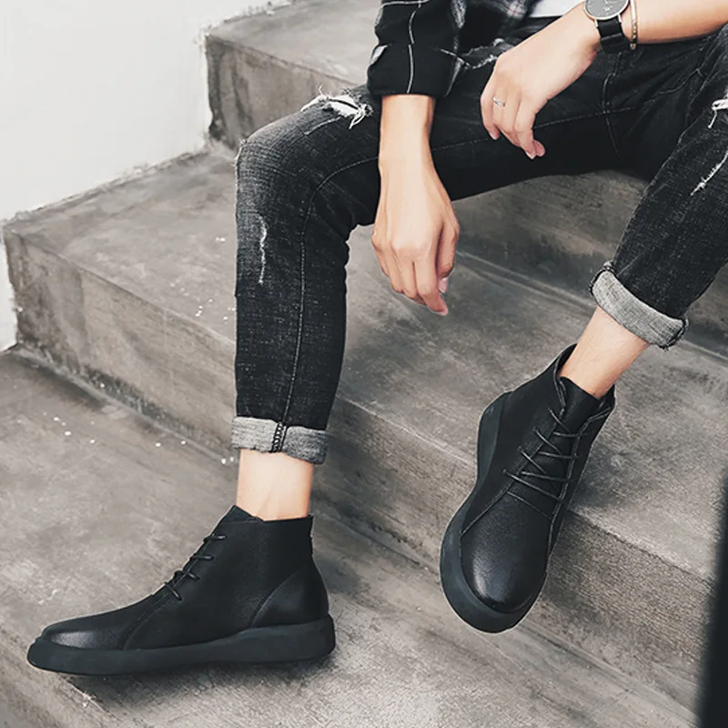 

Retro Chelsea Boots Men's Ankle Boots Men's Boot England High Shoes Men's Martin Boots 2018 Cotton-padded Shoes with Velvet MEN'