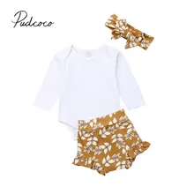 Коллекция года, весенне-осенняя одежда для малышей Одежда для маленьких девочек комбинезон с длинными рукавами Топы, шорты с цветочным принтом, штаны