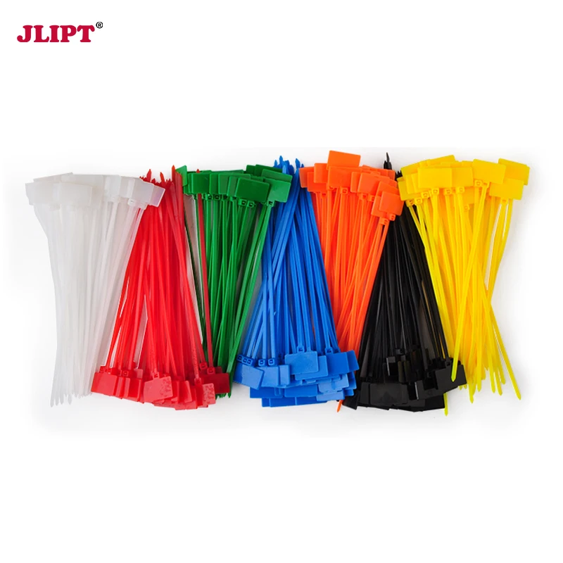 

100Pcs Nylon Cable Marker Ties Self Locking Write On Ethernet Wire Marking Label Zip Ties With Mark Tags,7 Color