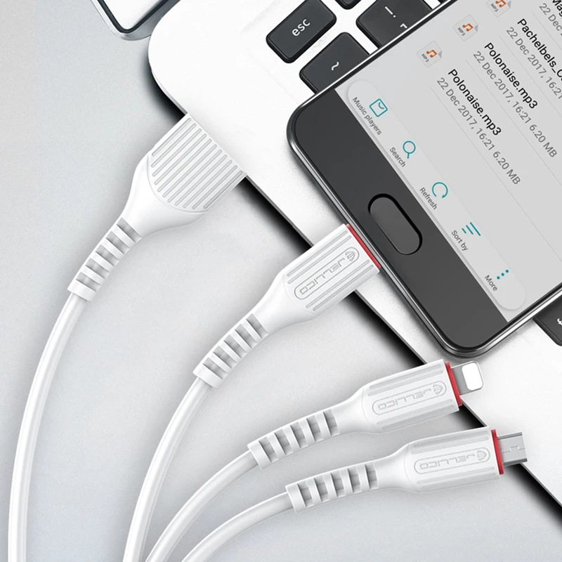 Jellico 3 в 1 USB кабель для мобильного телефона Micro usb type C кабель для зарядного устройства для iPhone Micro USB кабель для зарядки - Цвет: Белый